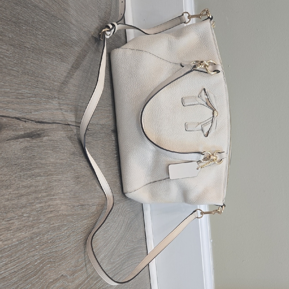 Coach Cream Handbag With Bow Detail